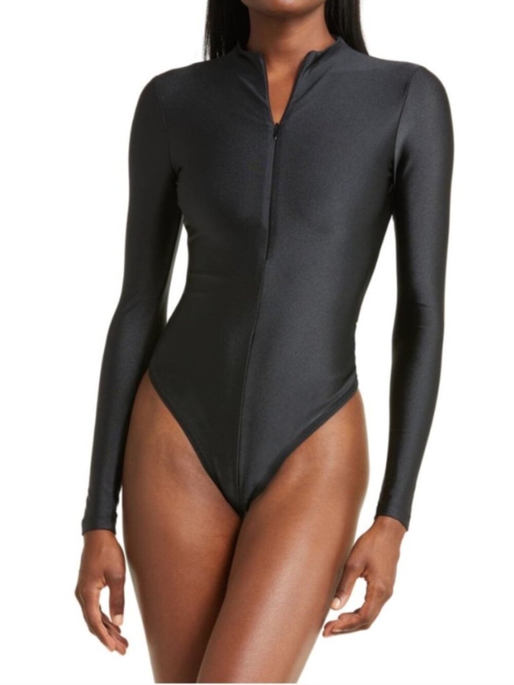 SKIMS 3X Black Disco Mock Neck Long Sleeve Thong Bodysuit - Picture 2 of 10